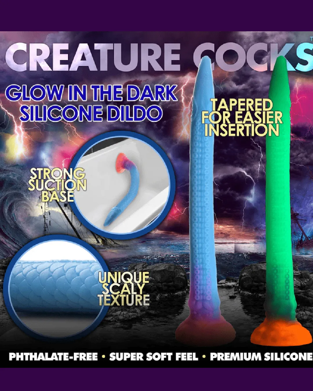 Makara Glow-In-The-Dark Silicone Snake Fantasy Dildo