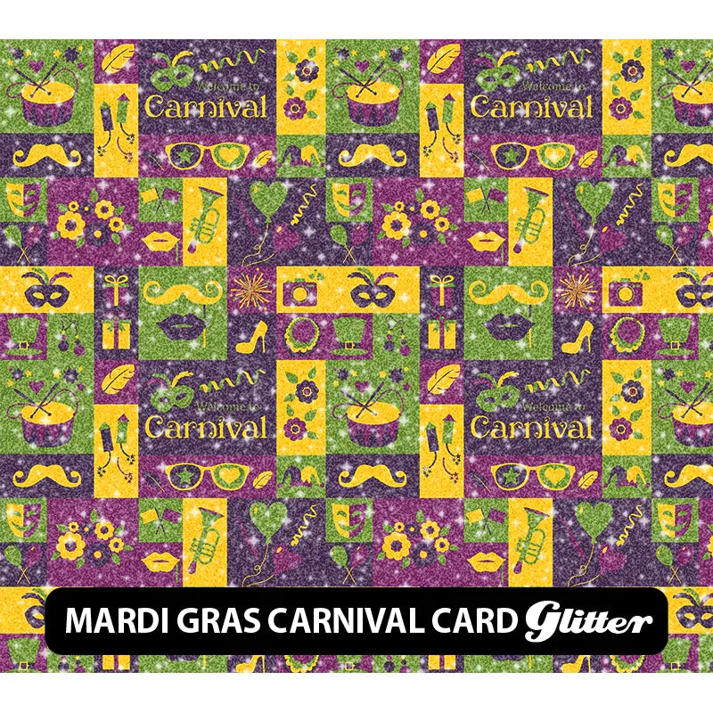 Mardi Gras Glitter Patterned HTV (12" x 12")