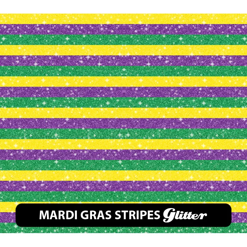 Mardi Gras Glitter Patterned HTV (12" x 12")