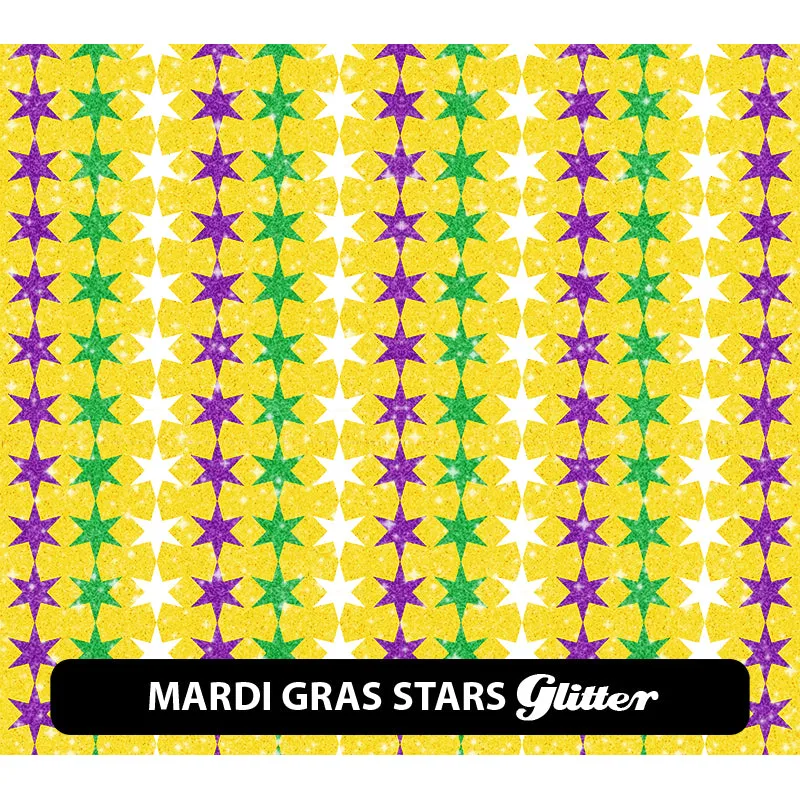 Mardi Gras Glitter Patterned HTV (12" x 12")