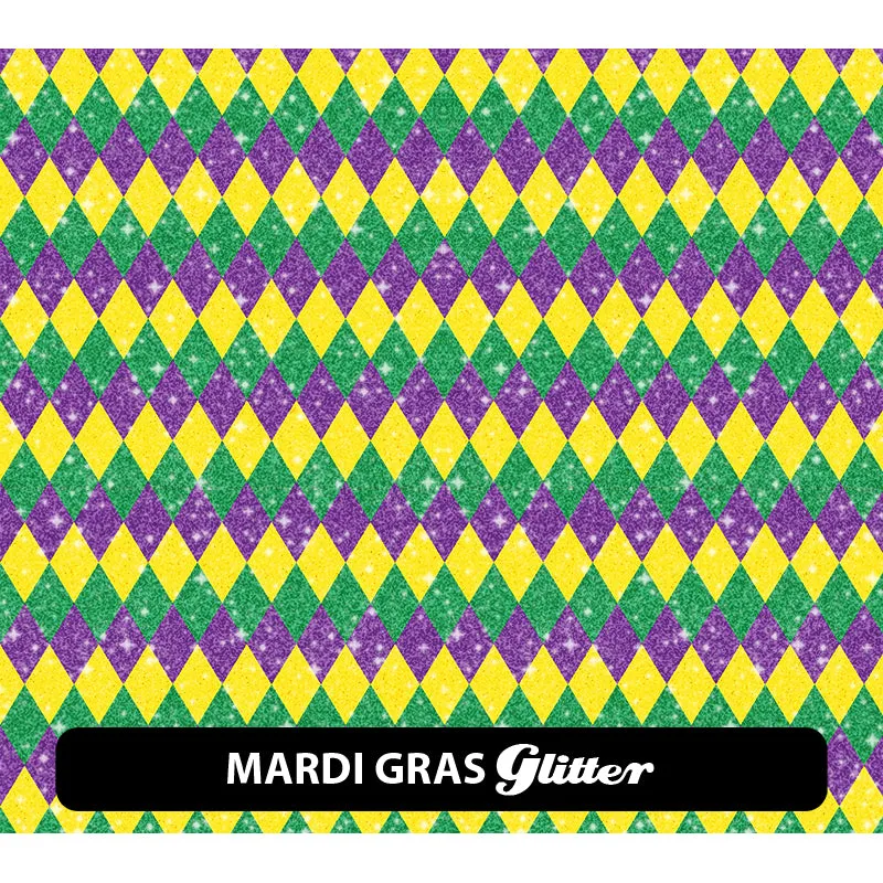 Mardi Gras Glitter Patterned HTV (12" x 12")