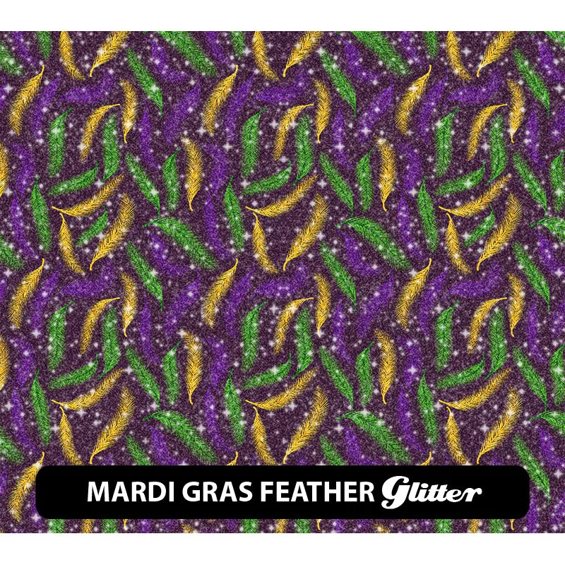 Mardi Gras Glitter Patterned HTV (12" x 12")