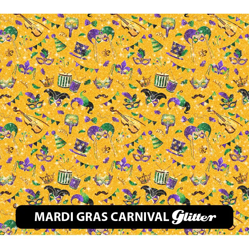 Mardi Gras Glitter Patterned HTV (12" x 12")