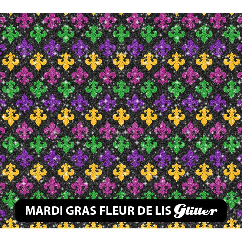 Mardi Gras Glitter Patterned HTV (12" x 12")