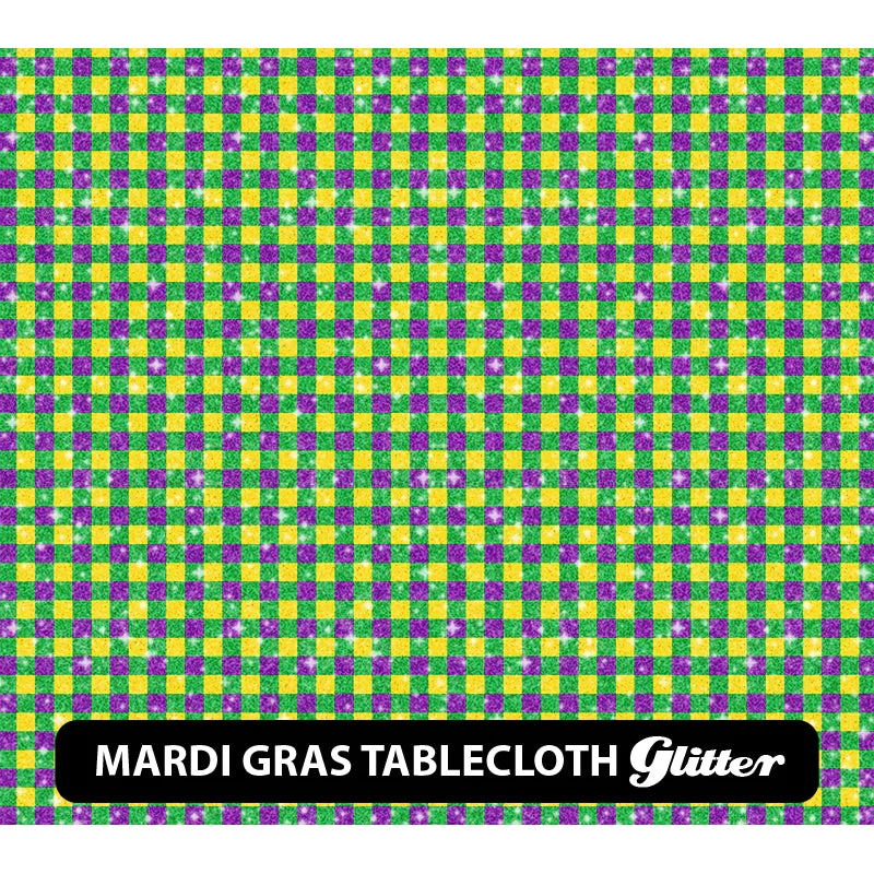 Mardi Gras Glitter Patterned HTV (12" x 12")