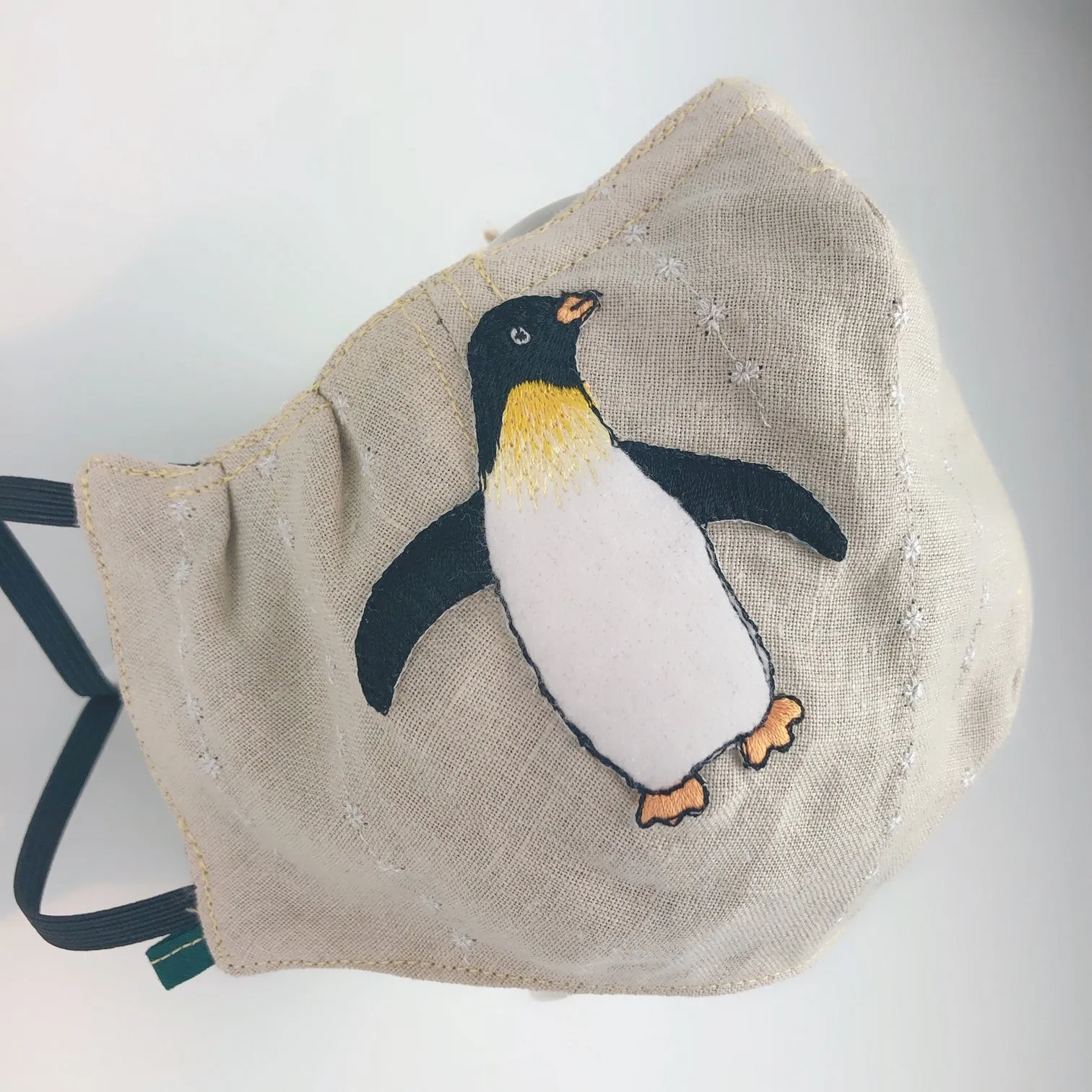 Mask 4 protect Face Mask Linen Penguin   Filter Pocket