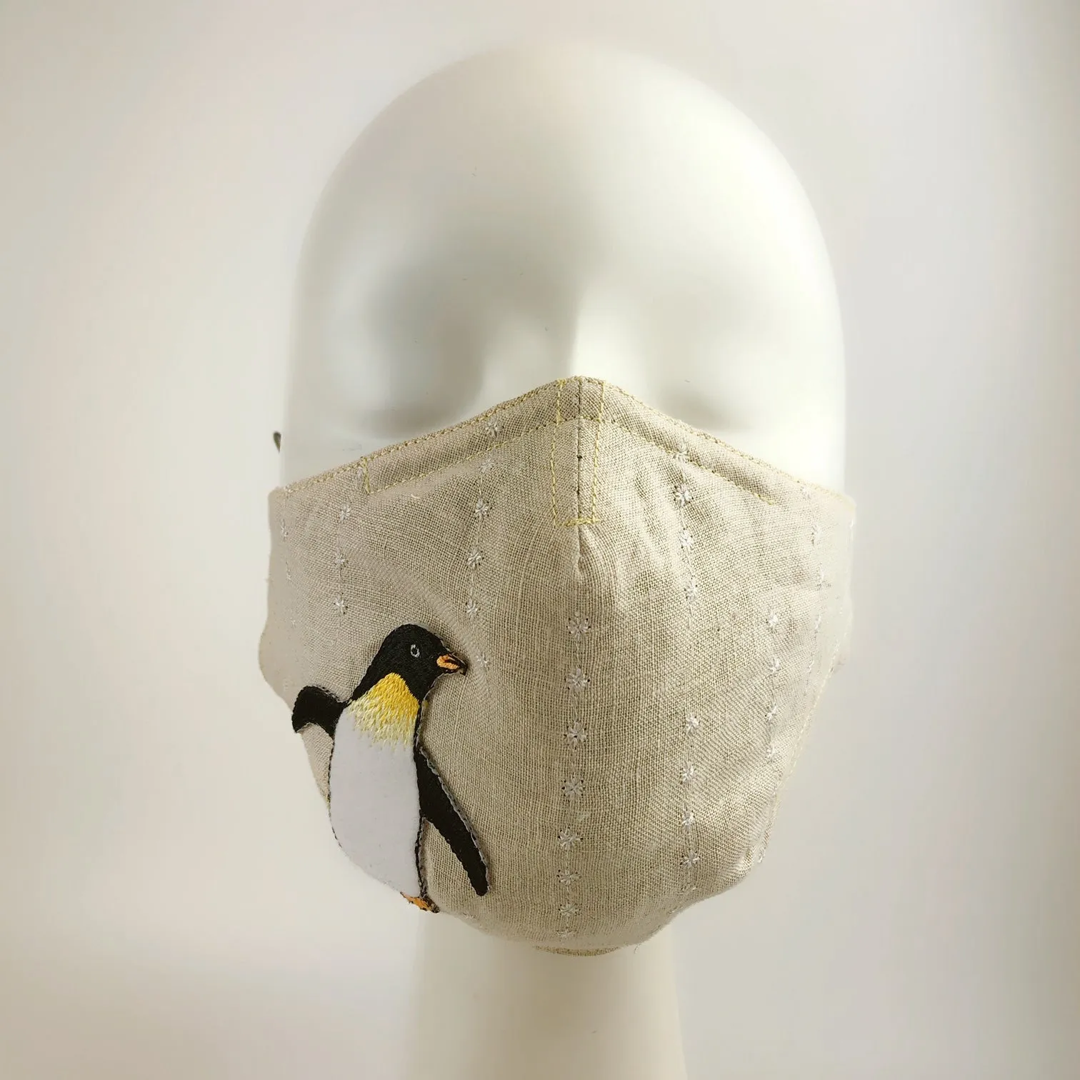 Mask 4 protect Face Mask Linen Penguin   Filter Pocket