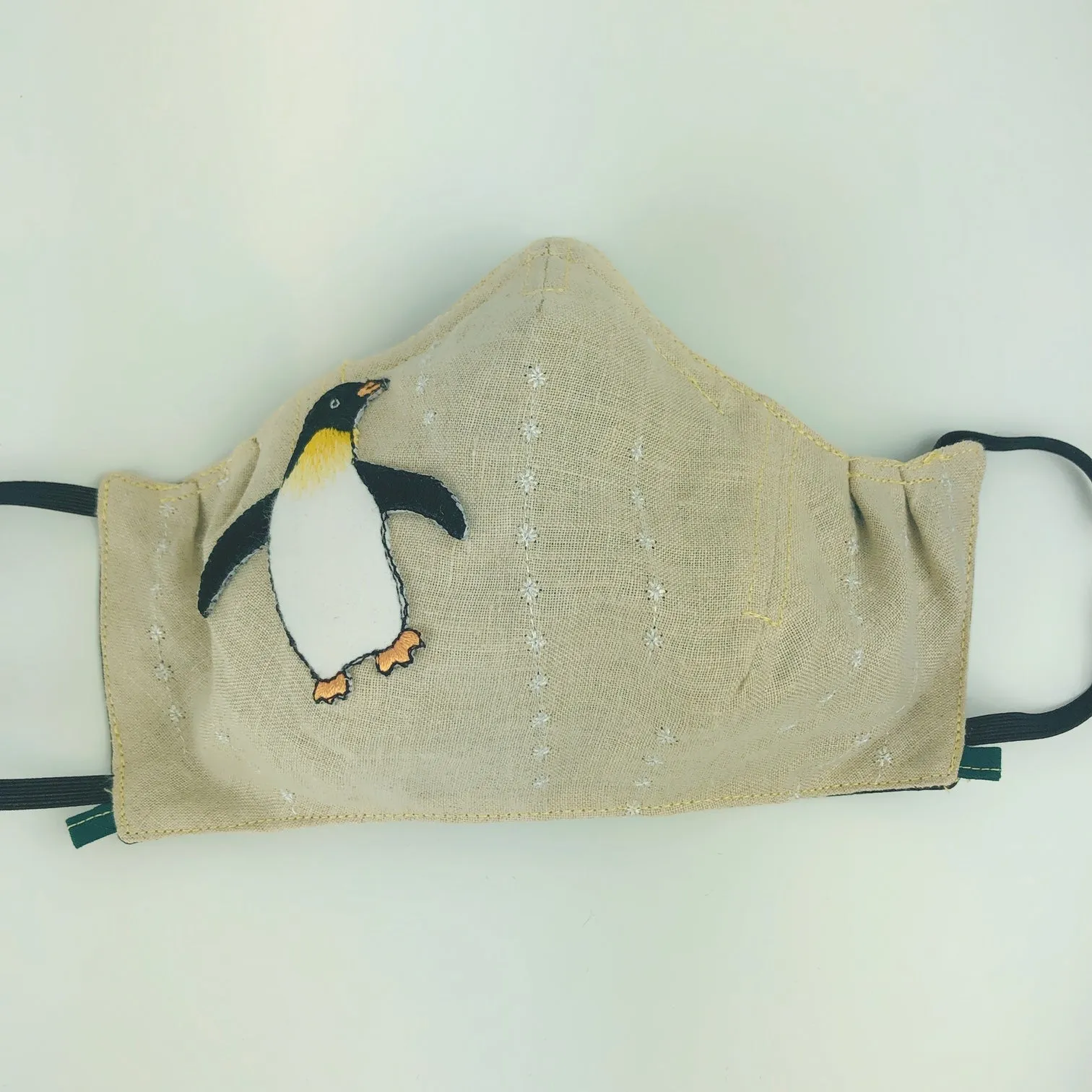 Mask 4 protect Face Mask Linen Penguin   Filter Pocket