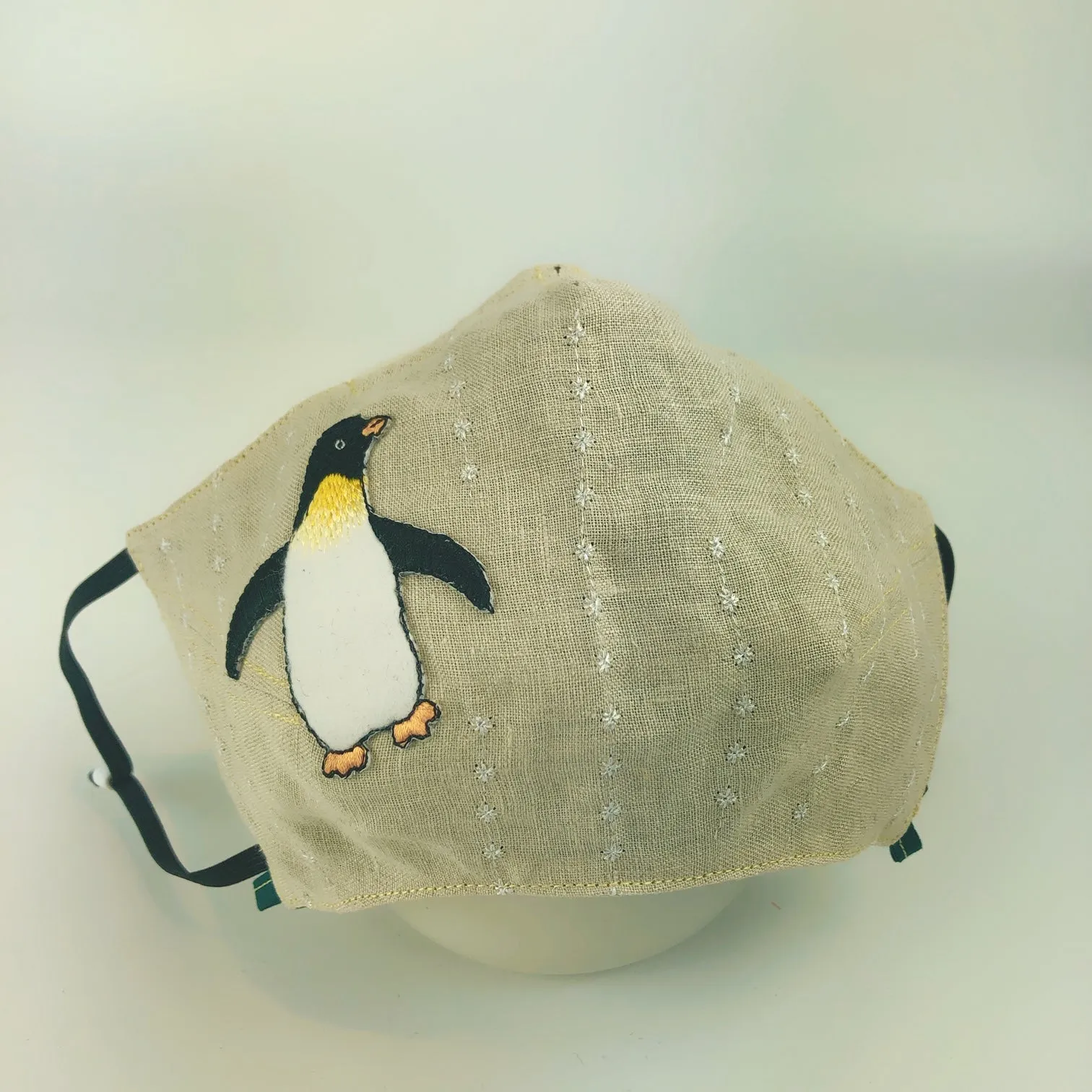 Mask 4 protect Face Mask Linen Penguin   Filter Pocket