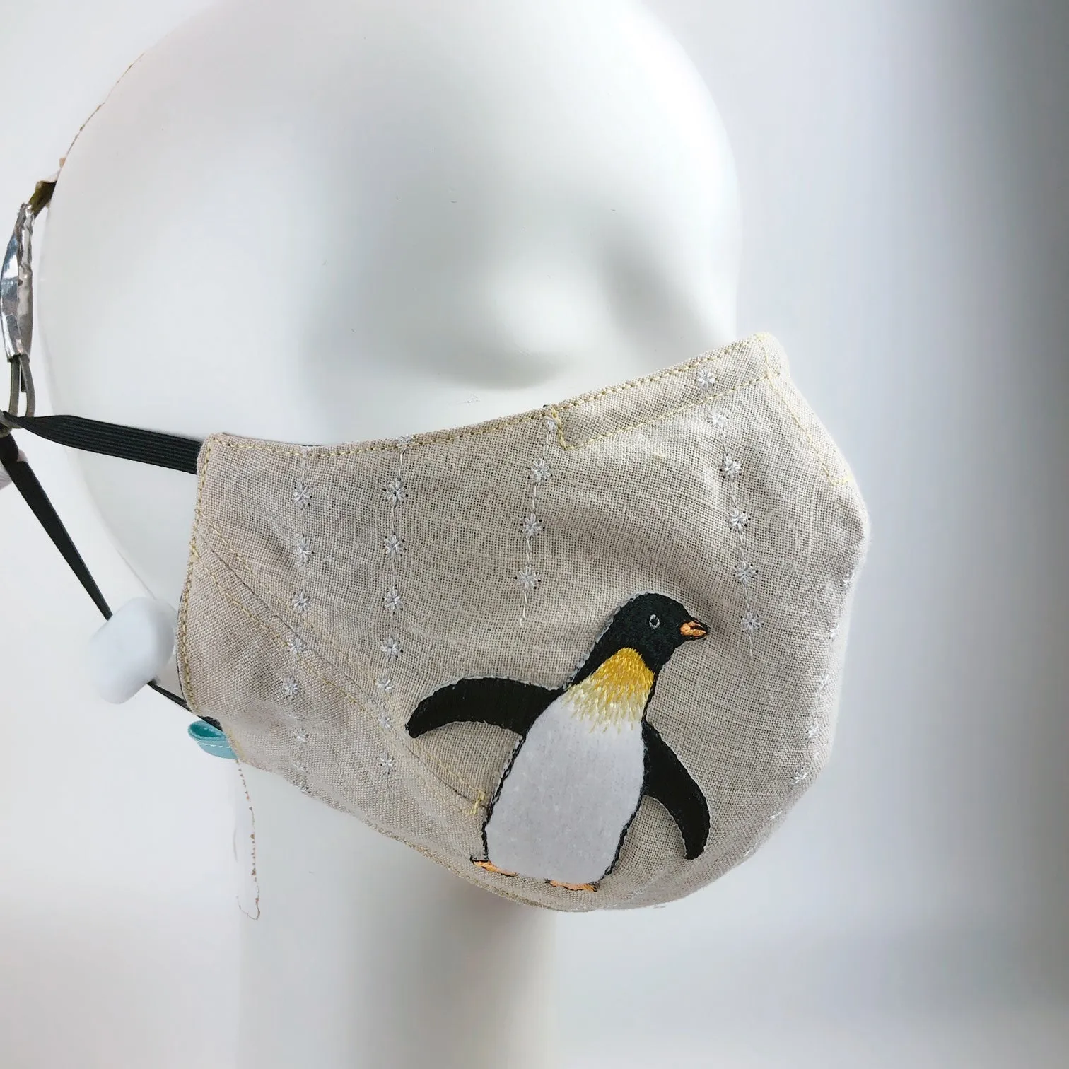 Mask 4 protect Face Mask Linen Penguin   Filter Pocket