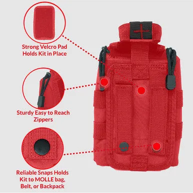 MediTack IFAK Molle-Eagle Type Tactical Trauma Kit Feat. Rip-Away Velcro Fastener, SOF Tourniquet, Celox Bleeding Control Granules And Pressure Bandage, Bleeding Control Kit