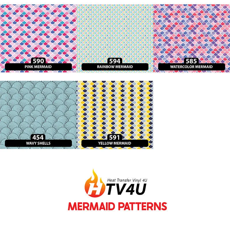 Mermaid Puff Patterned HTV (18.5" x 12")