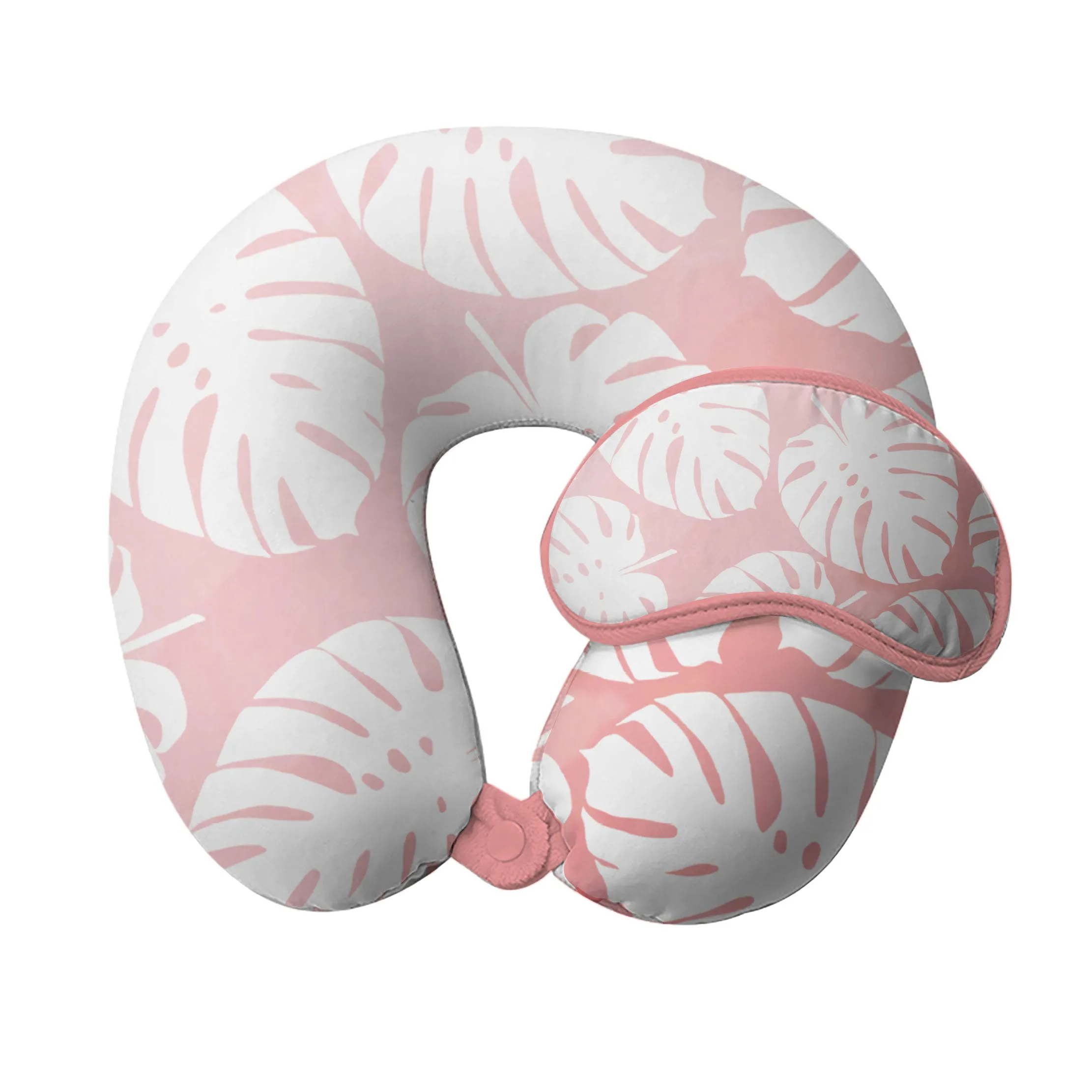 Monstera Pink Pillow & Eye Mask Set of 2