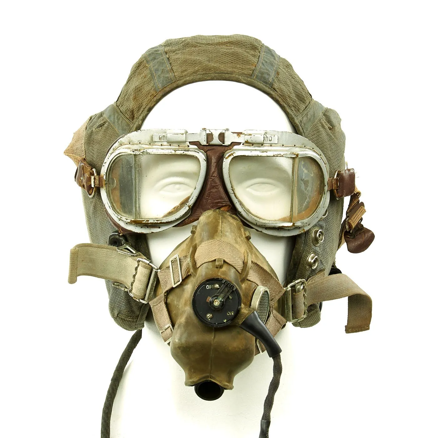 Original British Royal Air Force 22C Flying Helmet with Mk VIII Goggles and Oxygen Mask