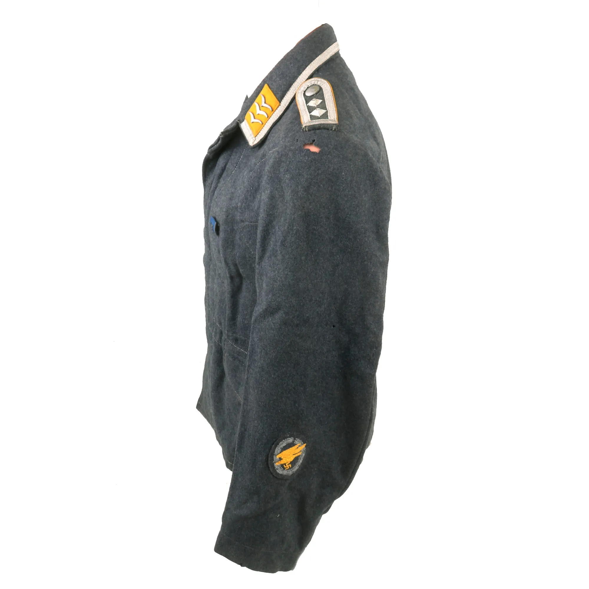 Original German WWII Early Luftwaffe Oberfeldwebel NCO Fliegerbluse Tunic with Fallschirmjäger Badge & Droop Tail Eagle