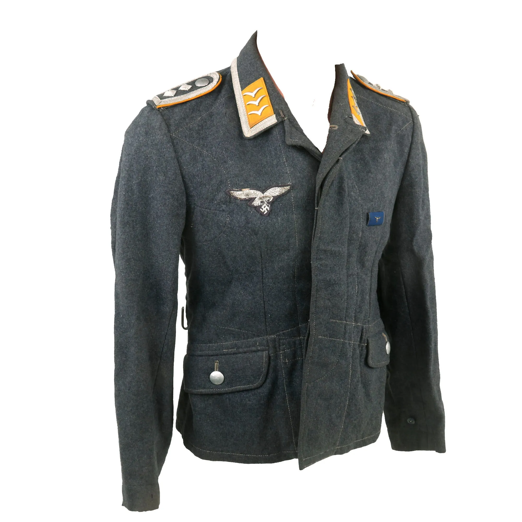 Original German WWII Early Luftwaffe Oberfeldwebel NCO Fliegerbluse Tunic with Fallschirmjäger Badge & Droop Tail Eagle