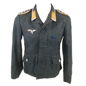 Original German WWII Early Luftwaffe Oberfeldwebel NCO Fliegerbluse Tunic with Fallschirmjäger Badge & Droop Tail Eagle