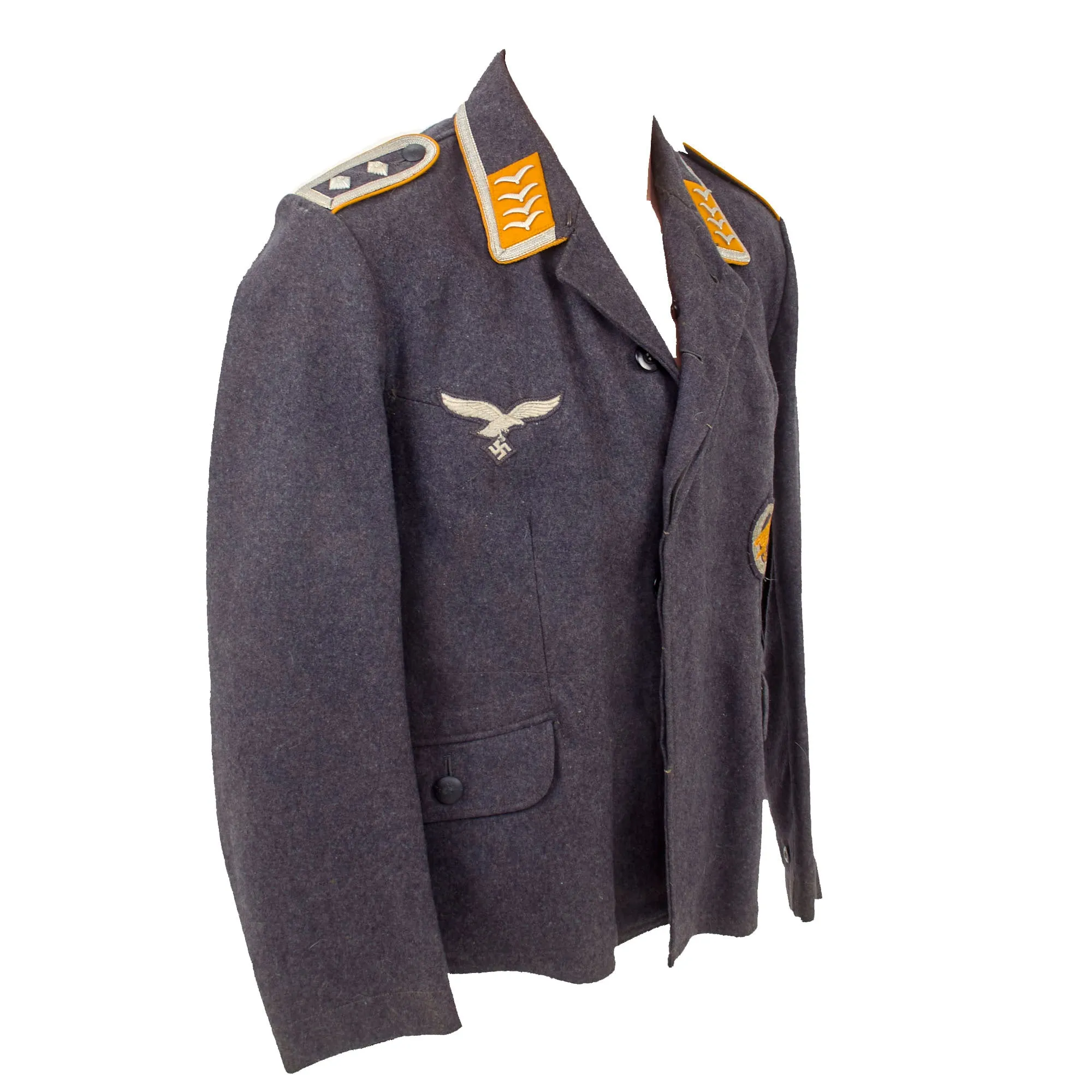 Original German WWII Early Luftwaffe Oberfeldwebel NCO Fliegerbluse Tunic with Fallschirmjäger Badge & Parachute Fabric Scarf