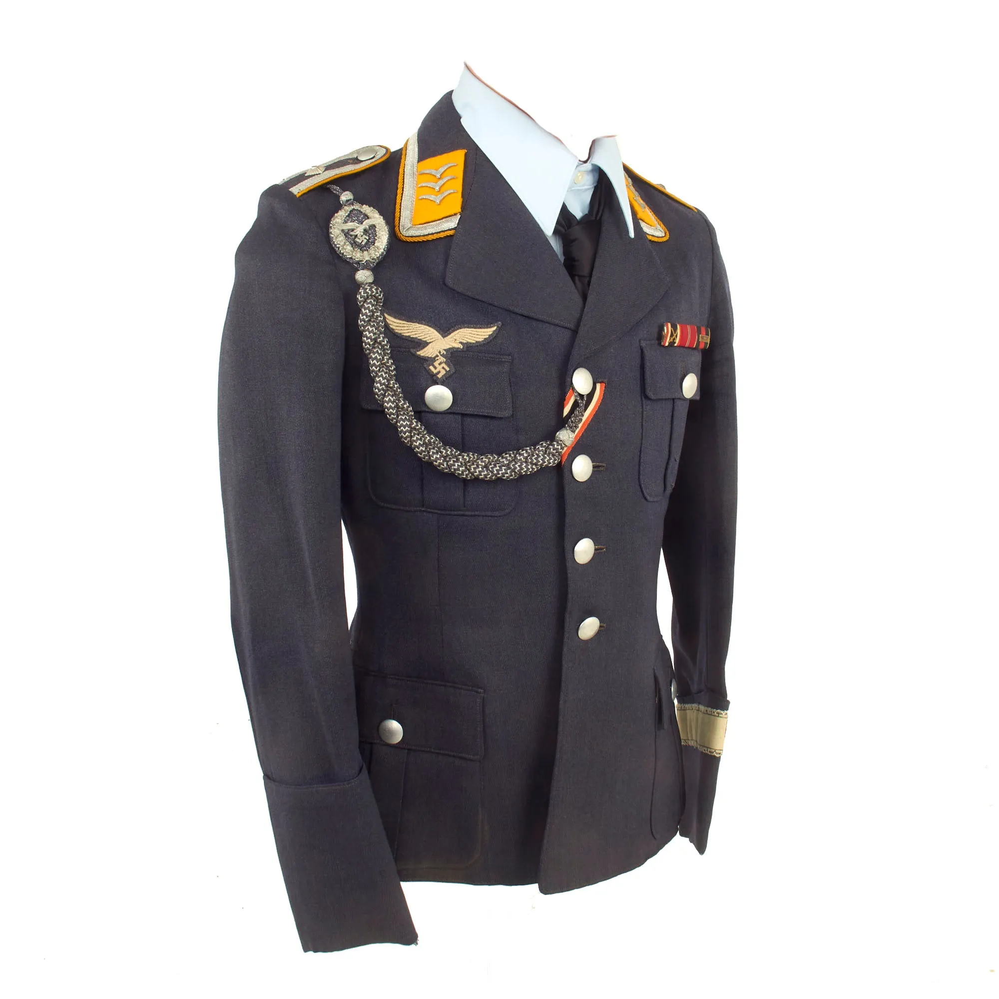 Original German WWII Luftwaffe Feldwebel Georg Gebauer NCO Uniform Tunic with KURLAND Cuff Title & Documentation Grouping