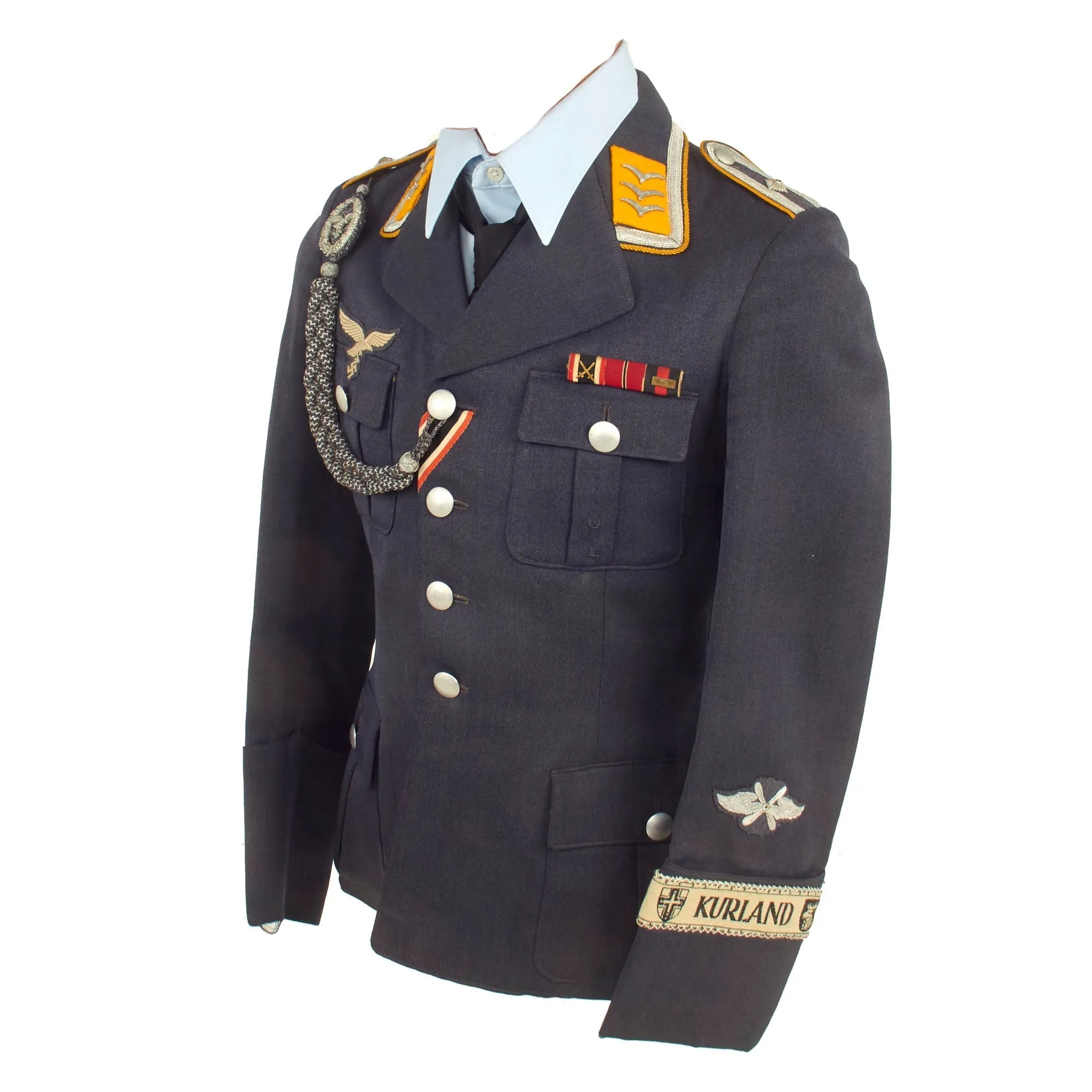 Original German WWII Luftwaffe Feldwebel Georg Gebauer NCO Uniform Tunic with KURLAND Cuff Title & Documentation Grouping