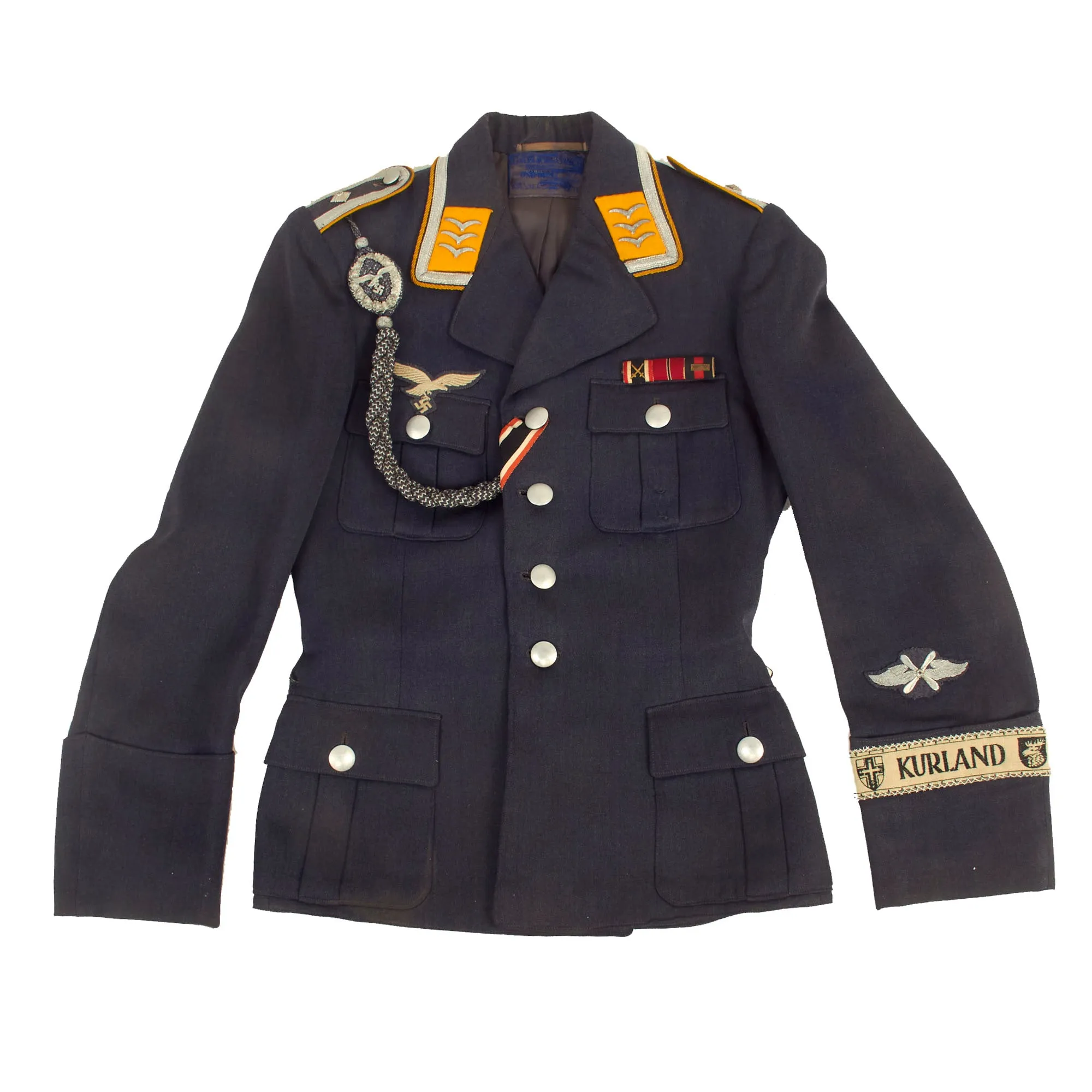 Original German WWII Luftwaffe Feldwebel Georg Gebauer NCO Uniform Tunic with KURLAND Cuff Title & Documentation Grouping