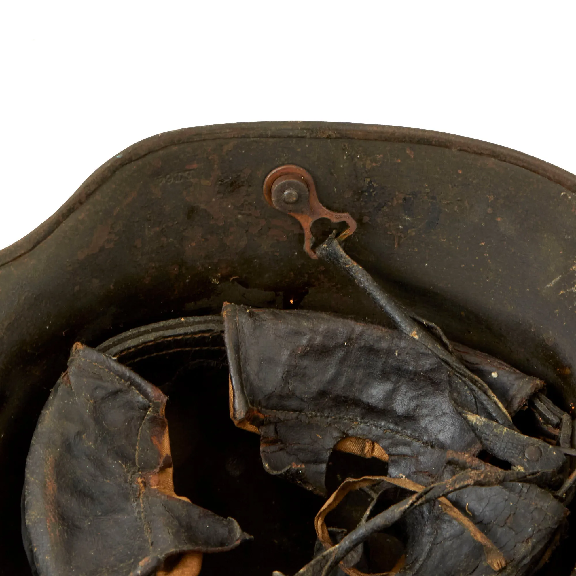 Original Imperial German WWI M16 Turtle Camouflage Painted Stahlhelm with Likely Mustard Gas Exposed Liner & Chinstrap - ET64