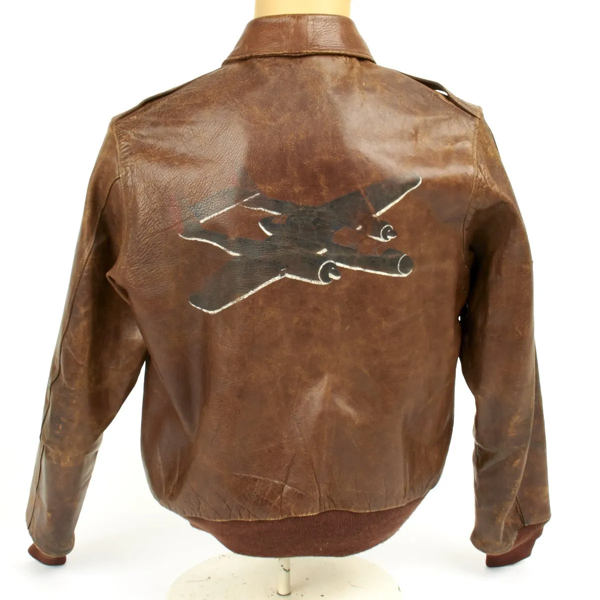 Original U.S. WWII P-61 Black Widow 348th Night Fighter Squadron A2 Leather Flight Jacket (Size 42)