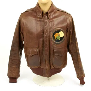 Original U.S. WWII P-61 Black Widow 348th Night Fighter Squadron A2 Leather Flight Jacket (Size 42)