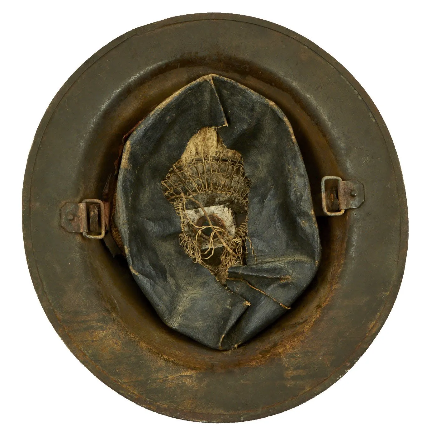 Original WWI U.S. Marine Corps 3rd Battalion 5th Marines M1917 Doughboy Helmet with Camouflage Paint - 2nd Division