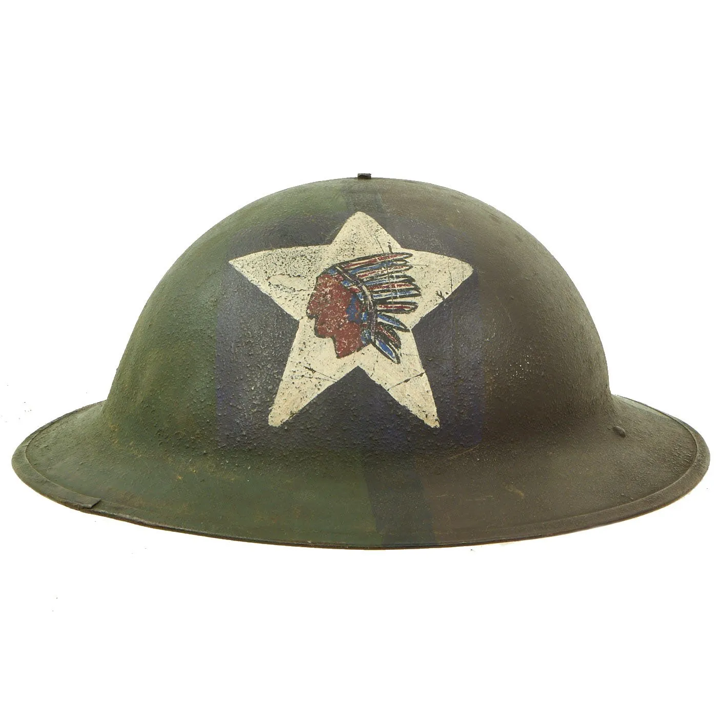 Original WWI U.S. Marine Corps 3rd Battalion 5th Marines M1917 Doughboy Helmet with Camouflage Paint - 2nd Division