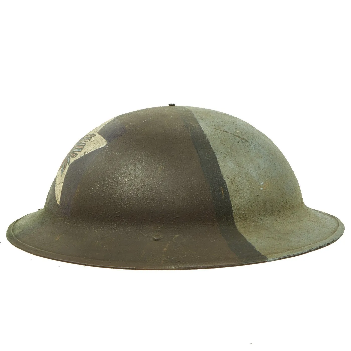 Original WWI U.S. Marine Corps 3rd Battalion 5th Marines M1917 Doughboy Helmet with Camouflage Paint - 2nd Division