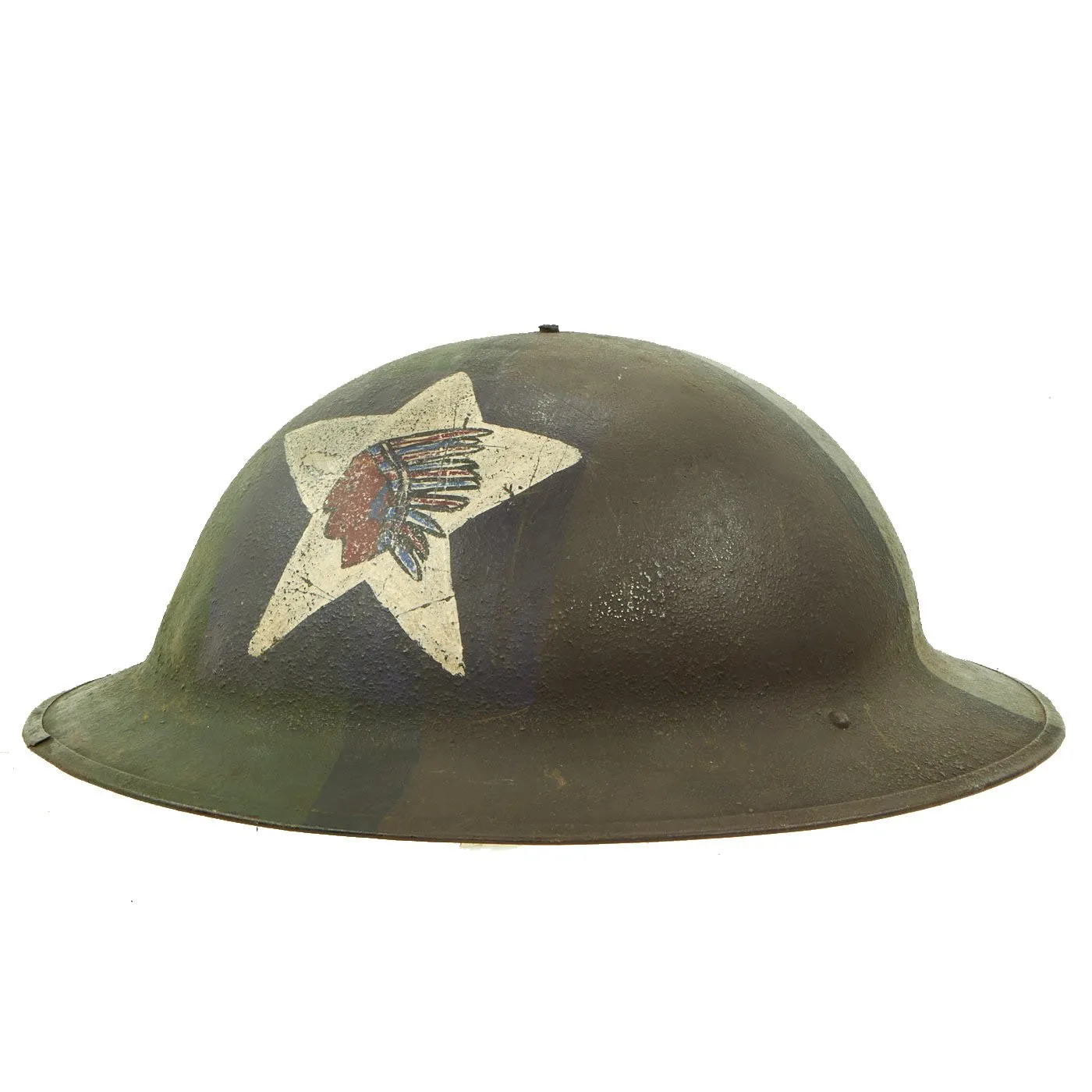 Original WWI U.S. Marine Corps 3rd Battalion 5th Marines M1917 Doughboy Helmet with Camouflage Paint - 2nd Division