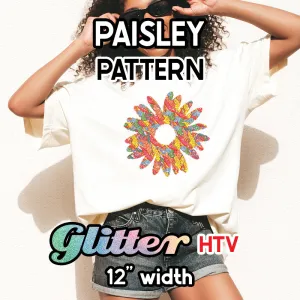 Paisley Glitter Patterned HTV (12" x 12")