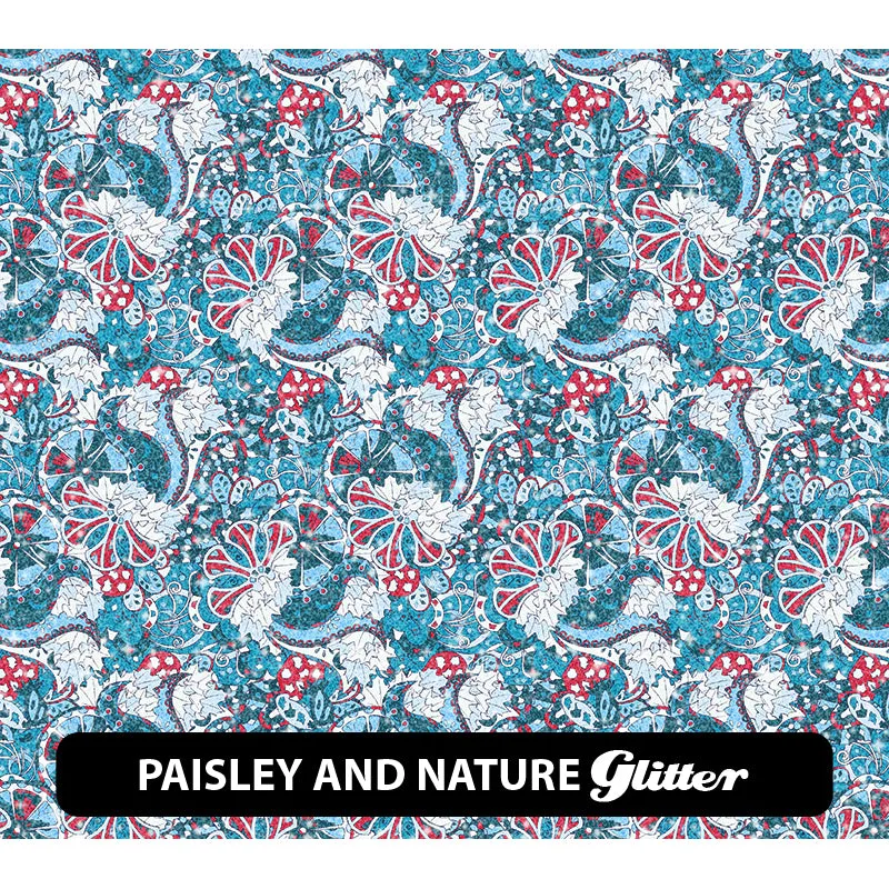 Paisley Glitter Patterned HTV (12" x 12")