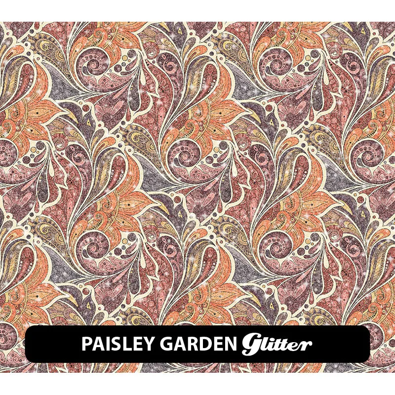 Paisley Glitter Patterned HTV (12" x 12")