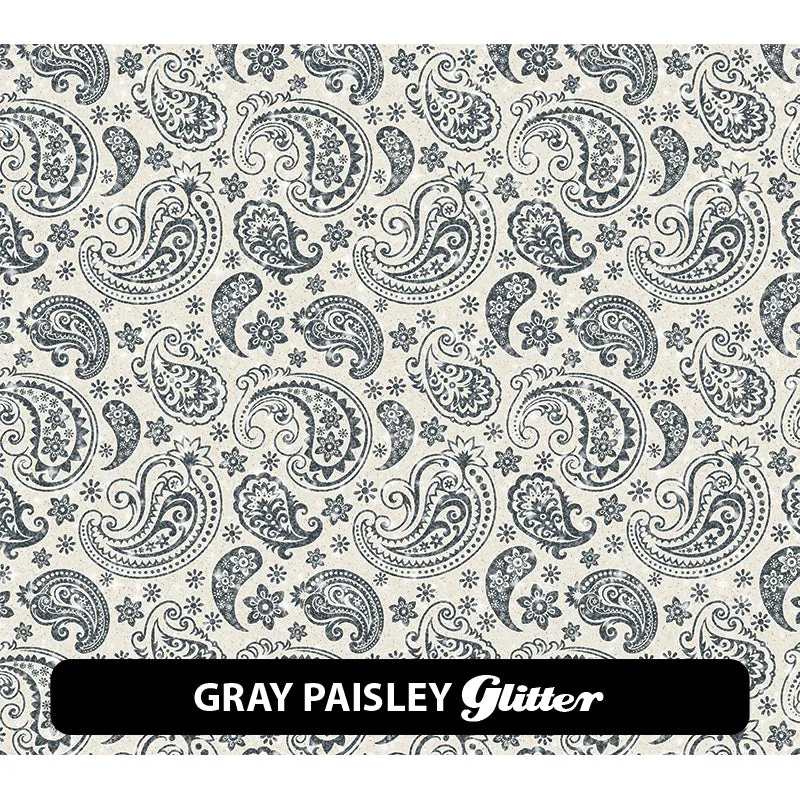 Paisley Glitter Patterned HTV (12" x 12")