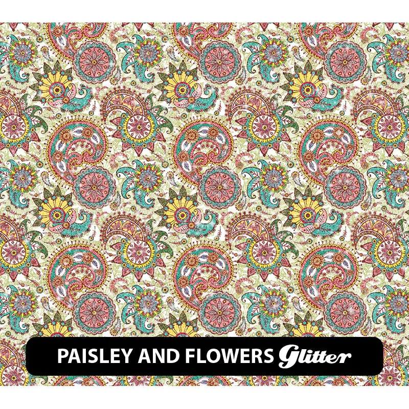 Paisley Glitter Patterned HTV (12" x 12")