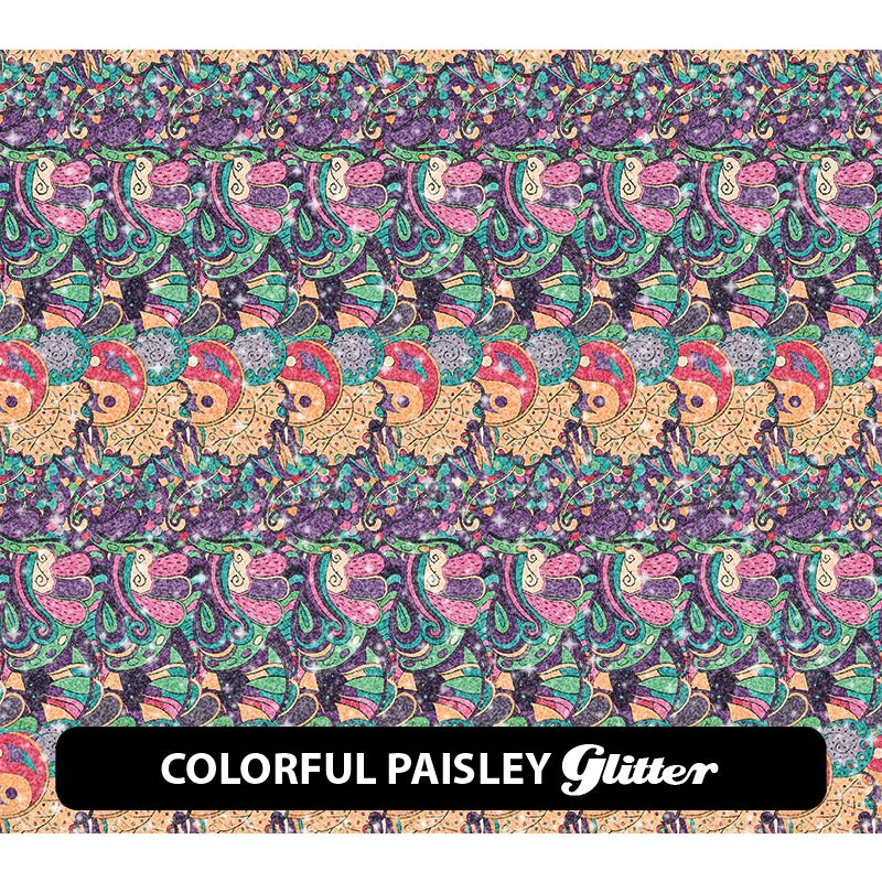 Paisley Glitter Patterned HTV (12" x 12")