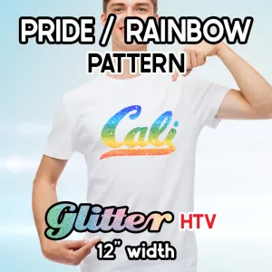 Pride / Rainbow Glitter Patterned HTV (12" x 12")