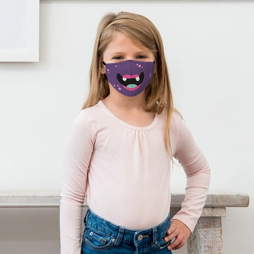 Purple Monster Print Kids Protective Cloth Face Mask