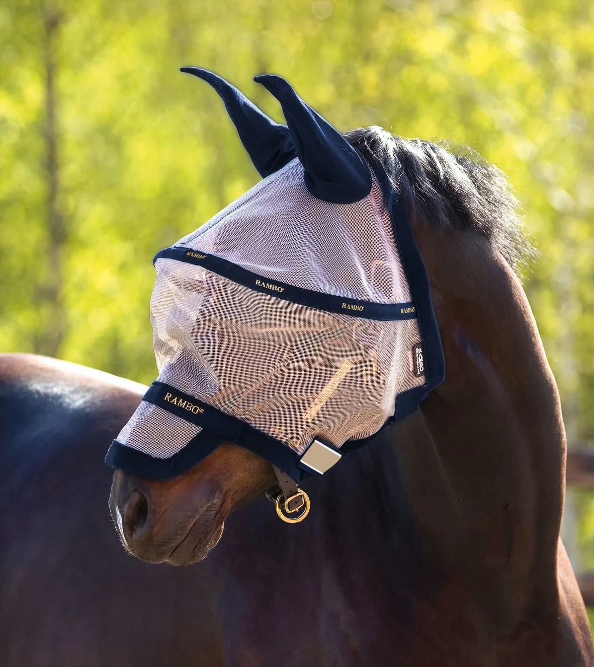 Rambo Plus Fly Mask, Oatmeal/Navy