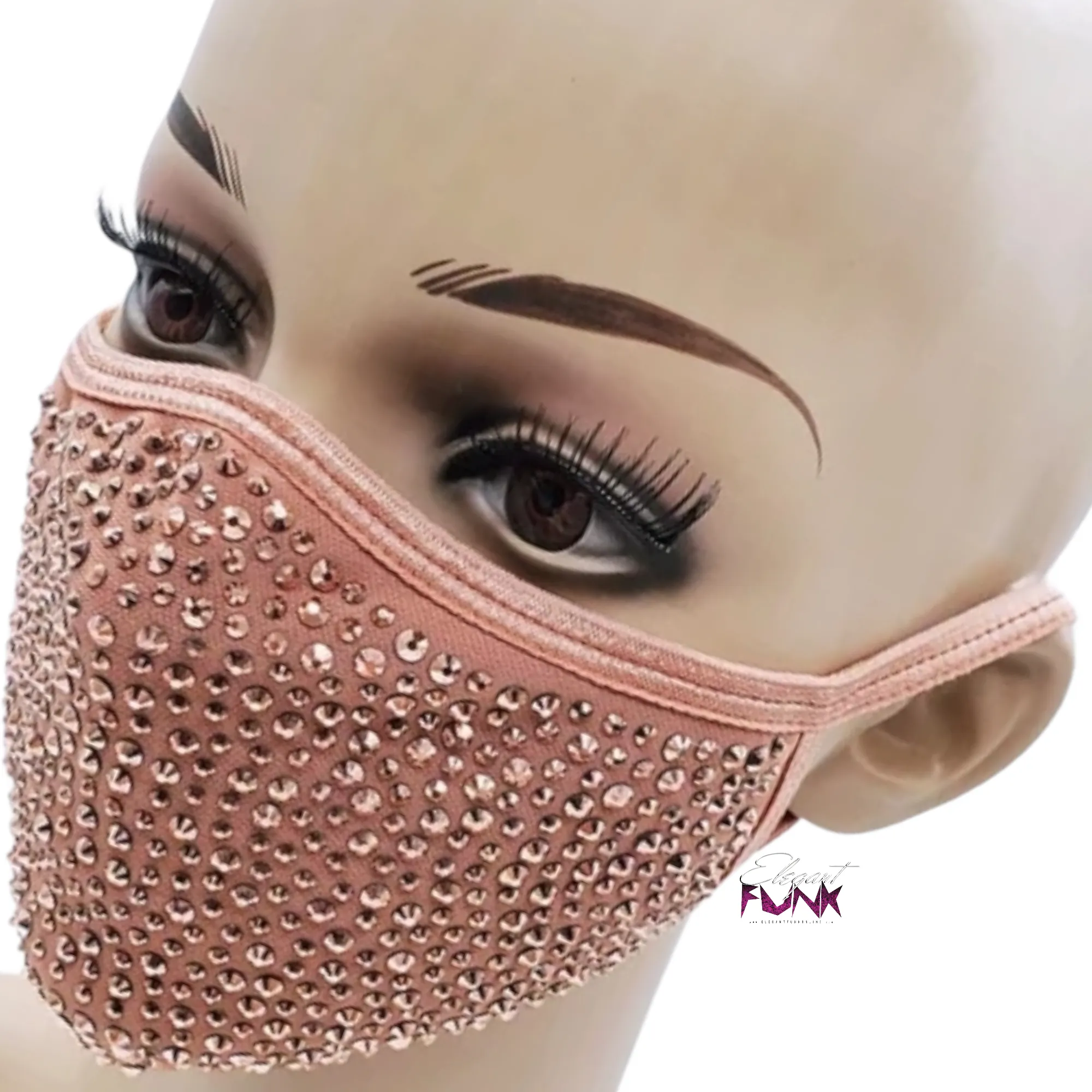 Rhinestone Face Mask, Rose Gold