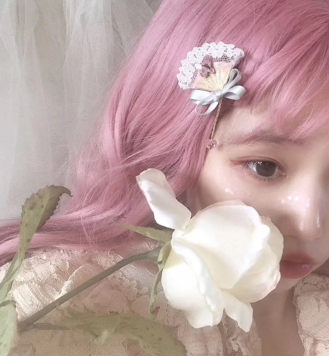 Rose Water Pastel Pink Long Wig