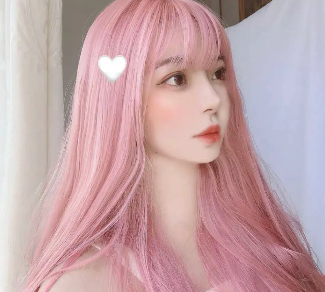 Rose Water Pastel Pink Long Wig