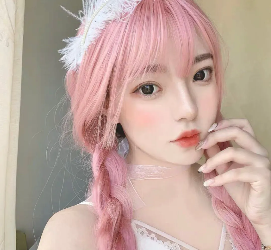 Rose Water Pastel Pink Long Wig