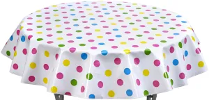 Round Oilcloth Tablecloth in Big Dot Pink