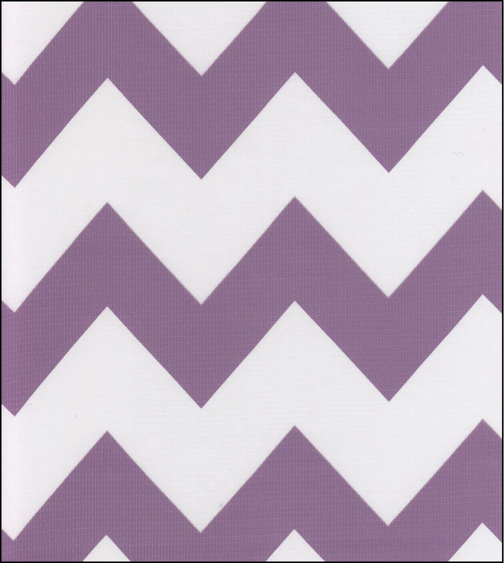 Round Oilcloth Tablecloth in Chevron Purple