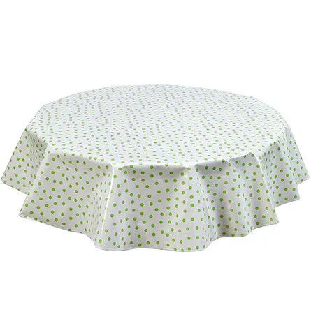 Round Oilcloth Tablecloth in Dot Lime