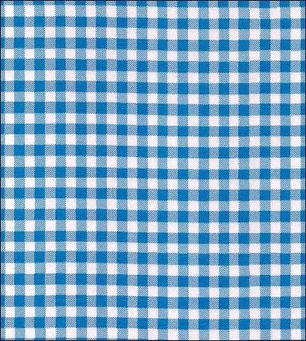 Round Oilcloth Tablecloth in Gingham Blue