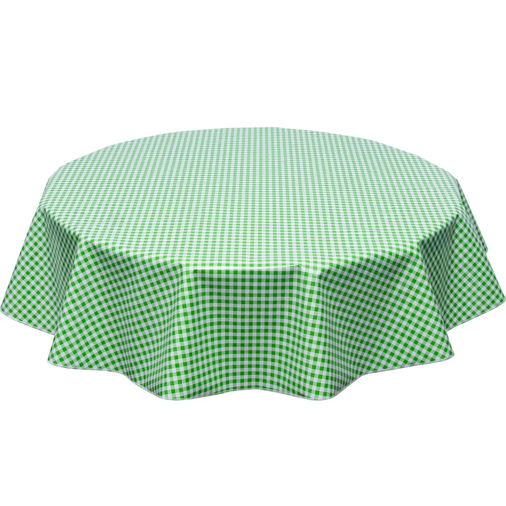 Round Oilcloth Tablecloth in Gingham Lime